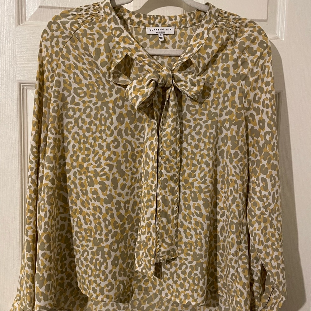 Current Air Gold and Cream Leopard Blouse - Small